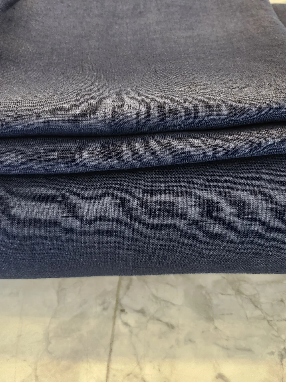 Quince European Linen King Cal King Duvet Set 2 Shams Navy 3 Piece